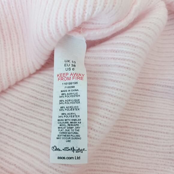 Miss Selfridge Pink Knit Frill Cute Bodycon Dress 6 - Picture 10 of 10